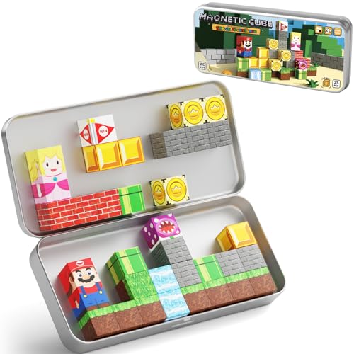 STEM MATCH Magnetische Bausteine Reisespielzeug für Kinder, Tragbare Eisenbox Magnetische Spielsteine 35 PCS, Magnetisches Konstruktionsspielzeug Reisen Spielzeug Geschenk für Kinder ab 3+ Jahren von STEM MATCH