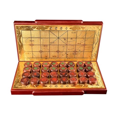 Chinesisches Schachspiel Xiangqi, traditionelles, klassisches, pädagogisches Strategie-Brettspiel for 2 Spieler, Reisespielset mit Sandelholzfiguren und MDF-Schachbrett(4cm/1.6in) von STEPHM