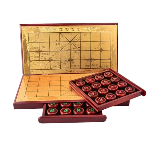 Chinesisches Schachspiel mit Figuren aus Palisander und MDF-Schachbrett, Xiangqi, traditionelles, klassisches, pädagogisches Strategie-Brettspiel for 2 Spieler, Reisespielset(4cm/1.6in) von STEPHM