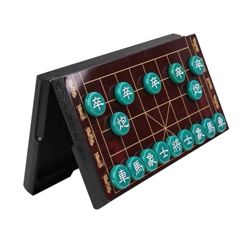 Chinesisches Schachspiel mit Klappbrett und magnetischen Figuren, tragbare Strategiespiele, Klassische pädagogische Brettspiele, Xiangqi for 2 Spieler(Green) von STEPHM