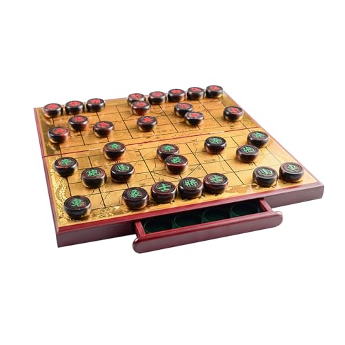Strategie-Brettspiele for 2 Spieler, chinesisches Schachspiel mit faltbarem Brett und Mahagoni-Stücken, klassisches Xiangqi-Reisespiele-Set(5cm/1.9in) von STEPHM