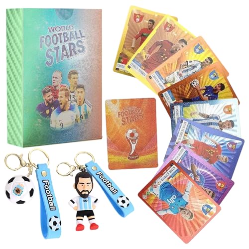 Fußball Star Karte, 55pcs Goldfolien Karten Fußballkarten 2 Stücke Fußball Schlüsselanhänger (Farbe & Gold) Fußball Star Karte, 55pcs Goldfolien Karten Fußballkarten 2 Stücke Fußball Schlüsselanhänger (Farbe & Gold) von STEPRITP
