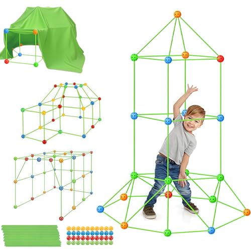STFALI Konstruktionsspielzeug, Höhle Bauen Kinder, Höhle Kinderzimmer, 132pcs Kreatives DIY Bauspielzeug für Mädchen Jungen, Indoor und Outdoor Spielset von STFALI