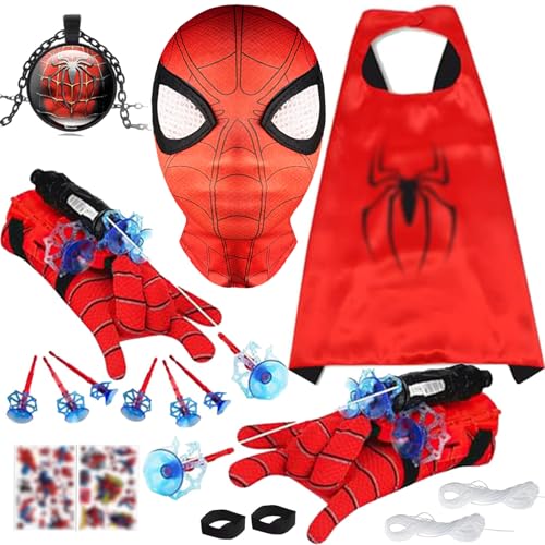 STFYUG 2 Stück Launcher Handschuh, Spiderm Launcher Handschuh, Spiderm Hero Handschuhe, Super Spider Launcher mit Maske und Aufkleber Cosplay Spiderm Handschuhe Spiderm Launcher Spielzeug (B) von STFYUG