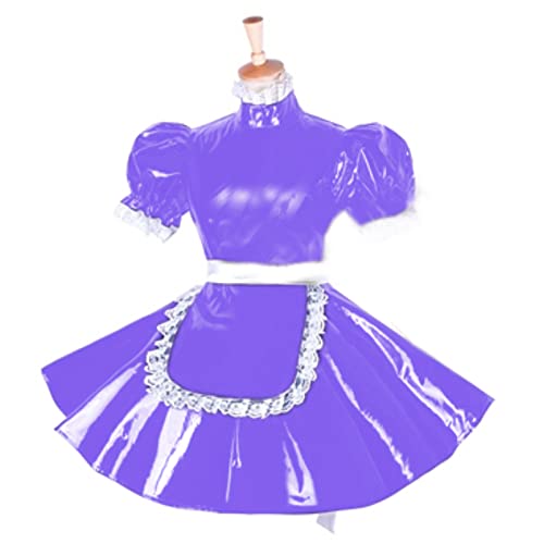 Abschließbares PVC-Kleid, kurze Puffärmel, Outfit, Crossdresser, Übergröße, Sissy-Kleid, Lila, XXXL von STHEFF