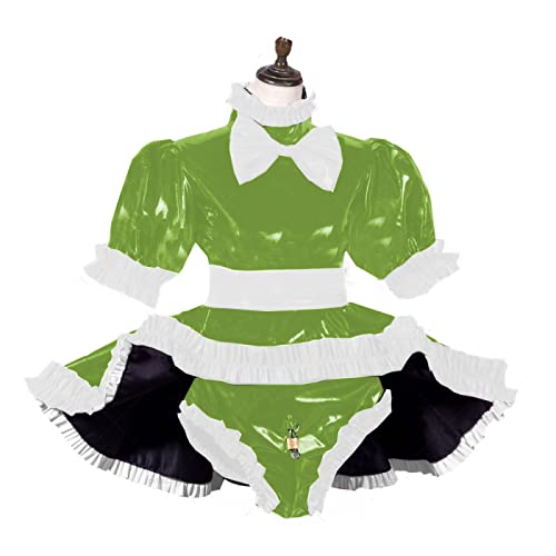 Kleid, abschließbar, Damenbekleidung, Höschen, Dienstmädchen-Set, Kostüme, Übergröße, Obstgrün, Größe 7XL von STHEFF