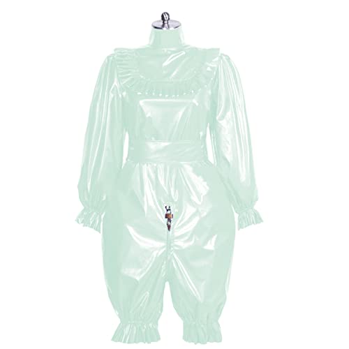 PVC-Bluse mit langen Puffärmeln und lockeren PVC-Shorts, Hellgrün, 2-teiliges Set von STHEFF