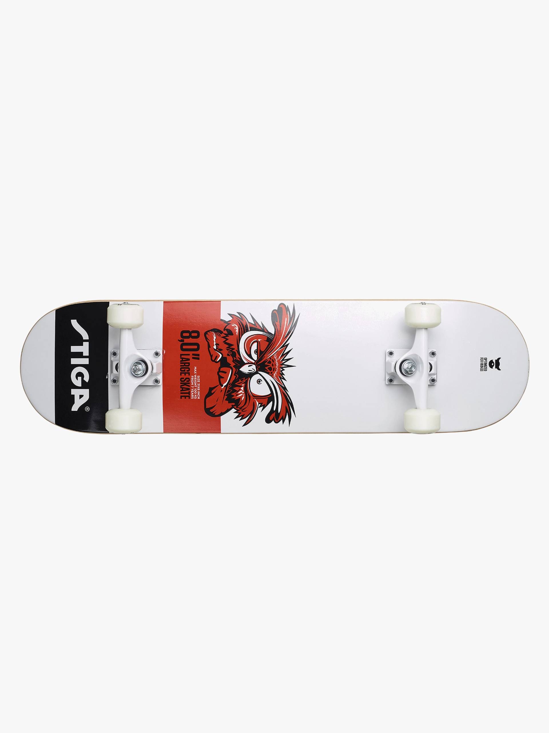 STIGA Skateboard Eule 8.0, Weiß/Schwarz/Rot von STIGA