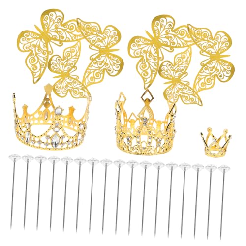 STOBAZA 1 Satz Cake Crown Dekoration mit Schmetterlingen und Blumenstecknadeln Teilig für Geburtstagskuchen Deko Goldene Kleine Kronen und Charmante Details STOBAZA 1 Satz Cake Crown Dekoration mit Schmetterlingen und Blumenstecknadeln Teilig für Geburtstagskuchen Deko Goldene Kleine Kronen und Charmante Details von STOBAZA