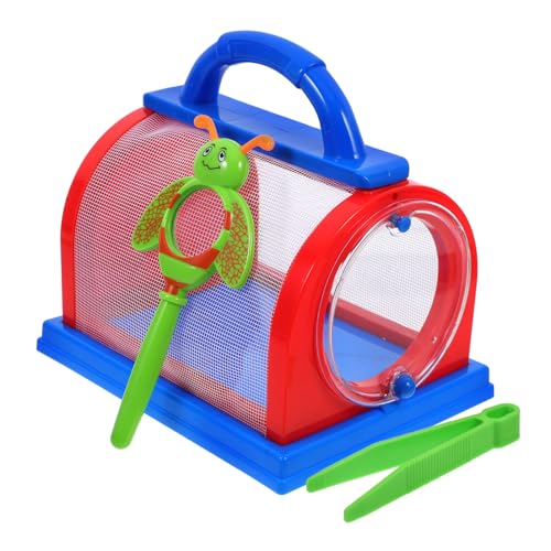 STOBAZA 1 Satz Insekten Beobachtungsbox Tragbarer Käfig mit Lupe und Pinzette Teiliges für Outdoor Insektenforschung Hochtransparent und Leicht zu Reinigen von STOBAZA