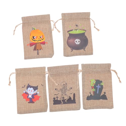 STOBAZA 10 Stück Halloween Zugbeutel aus Robustem Baumwoll Leinen Material Kleine Pumpkin Favor Bags mit Kordelzug Mittlere Kapazität für Süßigkeiten und Geschenke Wiederverwendbar für von STOBAZA