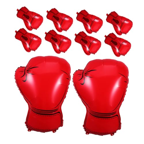 STOBAZA 10 Stück Teiliges Boxhandschuh Luftballons aus Aluminiumfolie Rote Boxing Balloons für Geburtstagsfeiern Sportdekoration Wrestling Party und Gym Events von STOBAZA
