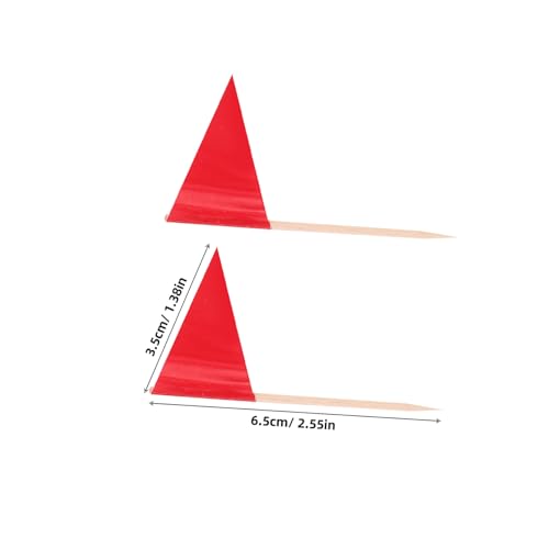 STOBAZA 100 Stück Rote Zahnstocher Flaggen Dreieckig aus Ungiftigem Material Kleine Mini Fahnen für Obst Käse Cupcake Topper Sichere Lebensmitteldekoration für Party und Buffet von STOBAZA