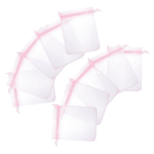 STOBAZA 100 Stück Teiliges Kleine Geschenksäckchen aus Mesh mit Kordelzug Vielseitige Geschenkbeutel für Babyparty Taufe Hochzeit Süßigkeitenverpackung Praktische Aufbewahrungstaschen Rosa von STOBAZA