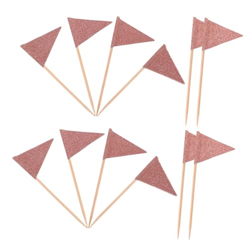 STOBAZA 12 Stück Dreieck Flaggen Zahnstocher für Kuchen und Snacks Stilvolle Party Dekoration Vielseitig Einsetzbar für Cupcakes Obstplatten und Vorspeisen Stabile und Praktische Food von STOBAZA
