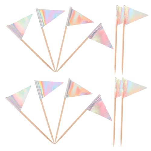 STOBAZA 12 Stück Teiliges Dreieckiger Cupcake Flaggen aus Silbernem Leichte Dekorative Food Toothpick Flags für Geburtstag Hochzeit und Party Vielseitige Kuchen und Dessert Deko von STOBAZA