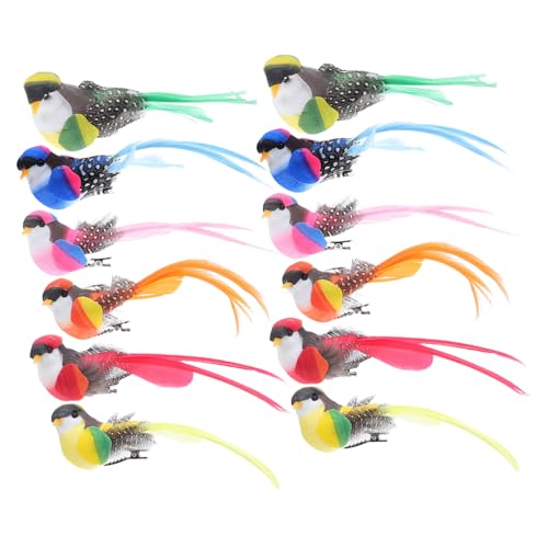 STOBAZA 12 Stück Teiliges Künstliche Vögel aus Schaumstoff Realistische Gefiederte Deko Figuren mit Clips Leicht und Sicher für Weihnachtsbaum Garten Hochzeit Kranz und Festliche Anlässe von STOBAZA