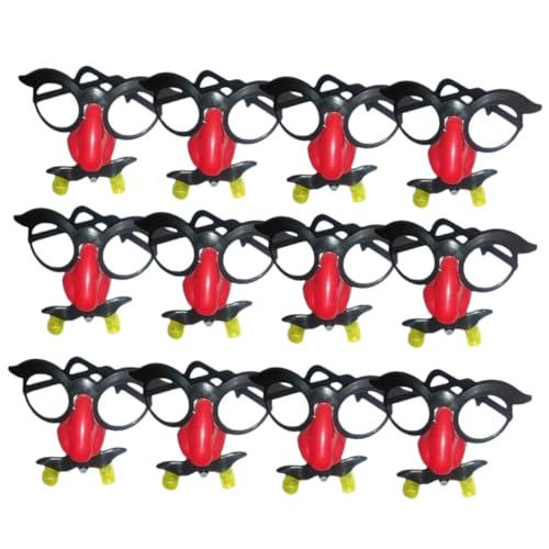 STOBAZA 12 Stück Teiliges Party Cosplay Brillenset mit Großer Falscher Nase und Trillerpfeife Lustige Verkleidungs Accessoires für Witzige Schnurrbart Brille als Foto von STOBAZA