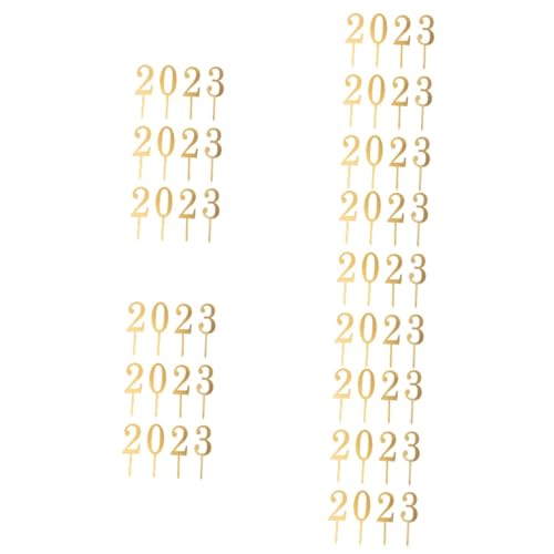 STOBAZA 15 Sätze 2023 Kucheneinsatz 2023 Neujahrsparty Dekoration geburtstagstorte dekorationen Ornament Papierbecher Cupcake-Picks exquisite Cupcake-Topper Anzahl Plugin von STOBAZA