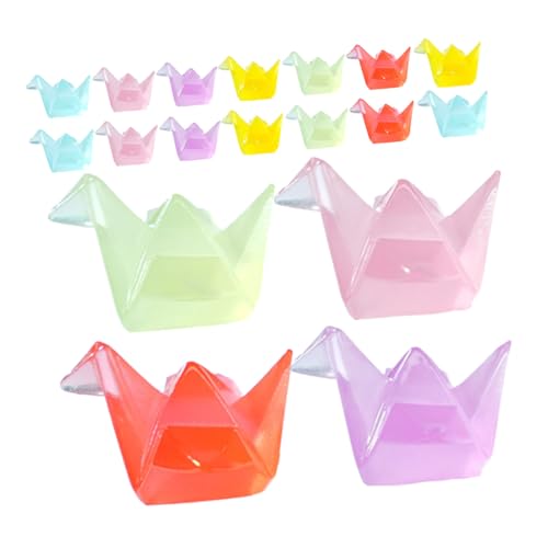 STOBAZA 18 Stück Teiliges Mini Origami Leuchtende Resin Figuren Nachtlicht für DIY Aquarien Puppenhäuser Gartendekorationen in Grün Blau Rot Gelb von STOBAZA