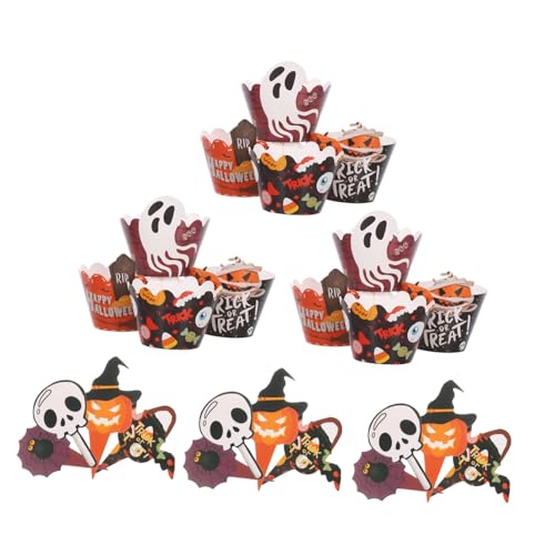 STOBAZA 2 Sätze Halloween Cupcake Dekorationen mit Kürbis und Motiven Teiliges aus Papierbackförmchen und Toppers Vielseitig für Kuchen Getränke und Partytisch Spukdesign für Halloween STOBAZA 2 Sätze Halloween Cupcake Dekorationen mit Kürbis und Motiven Teiliges aus Papierbackförmchen und Toppers Vielseitig für Kuchen Getränke und Partytisch Spukdesign für Halloween von STOBAZA