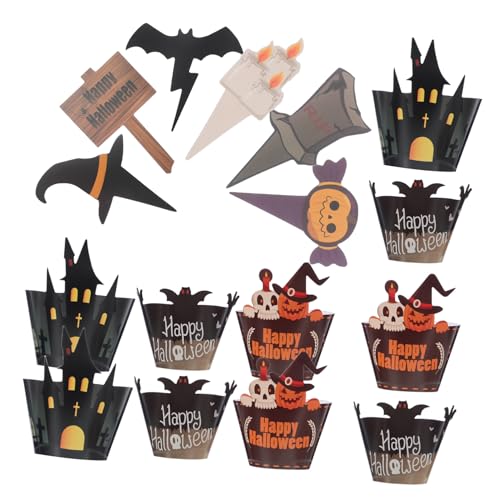 STOBAZA 2 Sätze Halloween Cupcake Topper mit Papierförmchen Spukdesigns mit Fledermaus Kürbis und Geist Stabile Muffin Liner Dekorativ für Party und Festtagsfeiern STOBAZA 2 Sätze Halloween Cupcake Topper mit Papierförmchen Spukdesigns mit Fledermaus Kürbis und Geist Stabile Muffin Liner Dekorativ für Party und Festtagsfeiern von STOBAZA