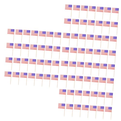STOBAZA 3 Sätze Usa Flaggen Cupcake Toppers Papier Fahnen Zahnstocher Für Kuchen Dessert Und Partydeko Multifunktionale Us Flaggen Dekoration Für Geburtstagsfeiern 200 Stück * 3 von STOBAZA