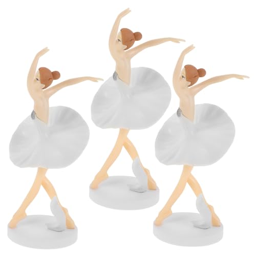 STOBAZA 3 Stück Ballett Mädchen Figuren Tortendeko Tanzfigurinen für Geburtstagsfeiern Miniatur Dekorationen für Kuchen Cupcakes und Desserts Tischdekoration für Besondere Anlässe von STOBAZA