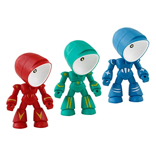 STOBAZA 3 Stück Kreatives LED Nachtlichter Kinderzimmer Robot Nachtlampen PVC Material Verstellbarer Kopf Bunte Tischdeko für Jungen Mädchen von STOBAZA