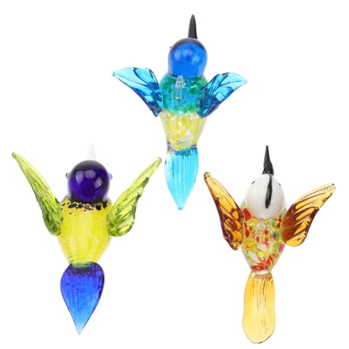 STOBAZA 3 Stück Teiliges Handgefertigter Bunter Glasvogel Hängeornament Deko Sims Wanddeko für Weihnachten und Geburtstag von STOBAZA