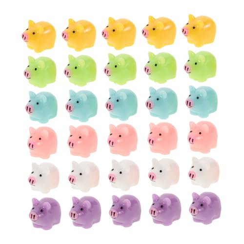 STOBAZA 30 Stück Miniatur Schwein Figur Resin Tier Dekoration für Bonsai Garten und Tisch Adorable Piggy Ornamente Farben für Kreative Mikro Landschaften von STOBAZA
