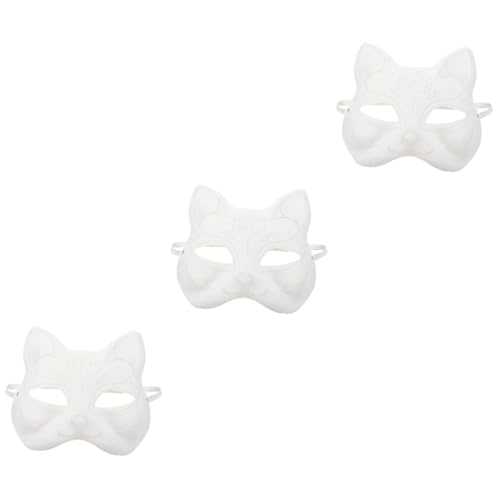 STOBAZA 3st Katze Gesichtsmaske Dekor Schmücken Diy Masken Für Die Party Cosplay-halloween-party-weiße Masken Halloween-maske Weiße Maskerademaske Cosplay-maske Schüttgut Leer Papier Kind von STOBAZA