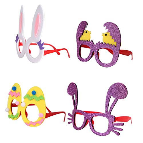 STOBAZA 4 Paar Häschen-Ei-Gläser bunny kostüm hasen kostüm easter Cosplay-Brille Cosplay-Outfits Dekor Osterbrillen Osterdeko Karikatur Brillengestelle Zubehör Eier Kind schmücken Plastik von STOBAZA