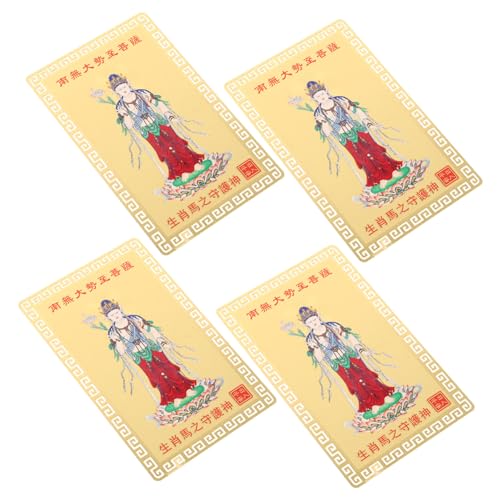 STOBAZA 4 Stück Kupfer Buddhabildkarten Pferd Amulett Schutz Charm für Glück Feng Shui Dekor Chinesisches Neujahr für Pferdejahr Geburtsjahr von STOBAZA
