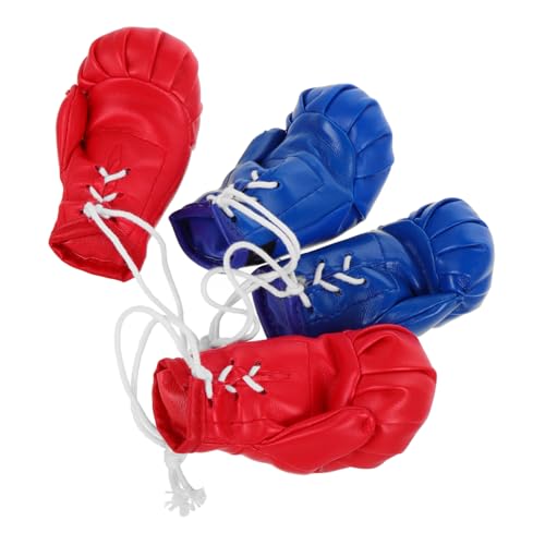 STOBAZA 4 Stück Teiliges Mini Boxhandschuh Rote und Blaue Miniatur Boxhandschuhe als Auto Spiegelanhänger Weihnachtsornament Innenraum Deko und Party Deko für Zuhause und Sammler von STOBAZA