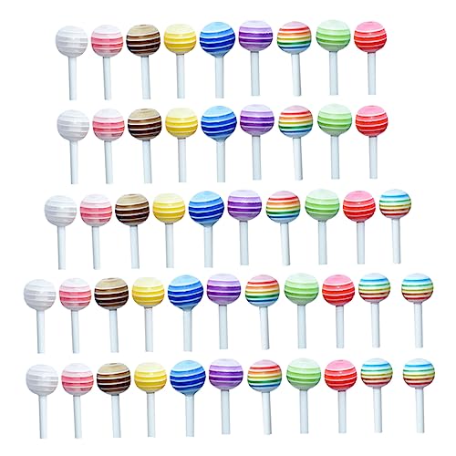 STOBAZA 50 Stück Simulation Lutscher Süßigkeiten-nagelanhänger Lollipop-Flatback-anhänger Mini-Cake-pops Mini-Lolipop-Modell Lollipop-nageldekor Kleine Süße Kind Plastik Essen Spielen Brot von STOBAZA