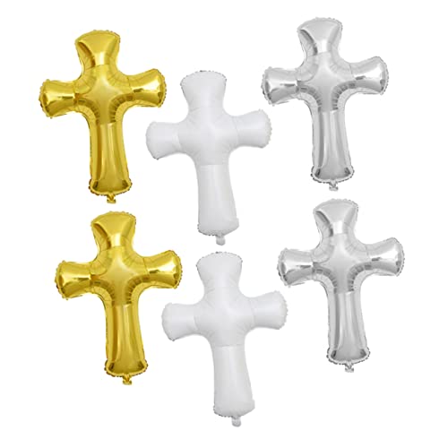STOBAZA 6 Stück Kreuz Folienballons Taufen Dekoration Christliche Luftballons für Festlichkeiten Helium Ballons für Taufen und Shower STOBAZA 6 Stück Kreuz Folienballons Taufen Dekoration Christliche Luftballons für Festlichkeiten Helium Ballons für Taufen und Shower von STOBAZA