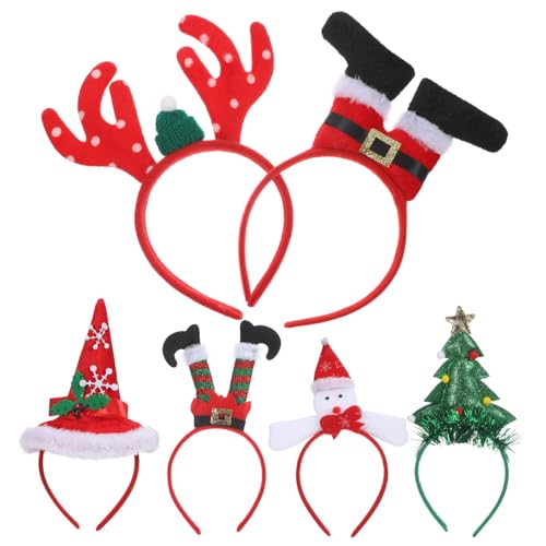 STOBAZA 6 Stück Teiliges Weihnachts Festliche Haarreifen mit Rentiergeweih und Weihnachtsbaum Motiven Vielseitige Kostüm Haaraccessoires für Familienfeiern und Weihnachts Partys von STOBAZA