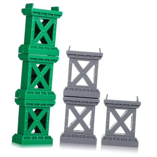 STOBAZA 6 Stück Teiliges Zugbrückenpfeiler aus Robustem Stapelbare Holzschienen Unterstützungen Grün Stabile Eisenbahnspielzeug Zubehör für Individuelle Gleisgestaltung von STOBAZA