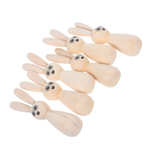 STOBAZA 6pcs Unbemalten Holzkaninchen -peg -puppen Für DIY Craft Nature Wood Bunny Figuren Für Heim- Und Partydekorationen von STOBAZA