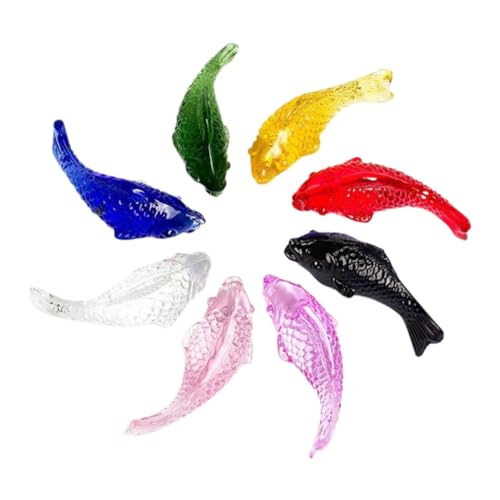 STOBAZA 8 Stück Teiliges Kristallfisch dekor Bunte Kleine Fischfiguren Kompakt für Wohnraumdeko Stilvolles Aquarium Ornament Farbenfrohe Glasfische Tischdekoration von STOBAZA