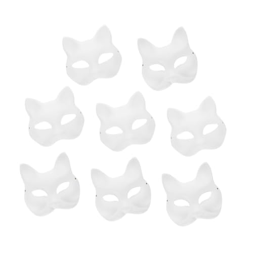 STOBAZA 8St Fuchs-Zellstoff-Maske Therianische leere Katzenmaske diy face mask halloween kostüm schmücken Dekor leere Maskerademasken Cosplay-DIY-Masken Schüttgut bilden Facebook Kind Weiß von STOBAZA
