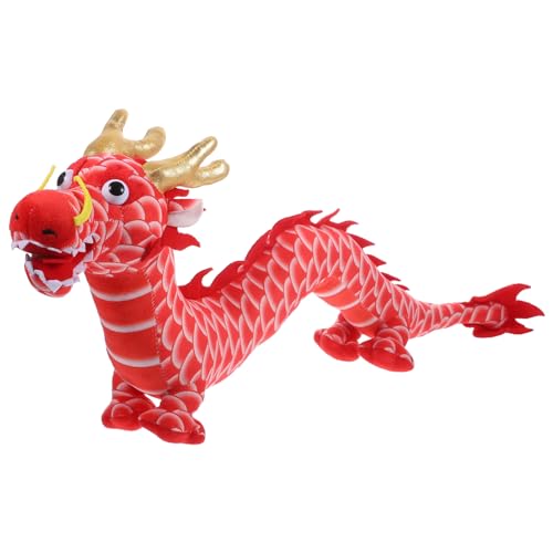 STOBAZA Chinesisches Neujahr Drache Plüschpuppe 2024 Jahr des Drachen Stofftier Chinesisches Maskottchen Tierkreiszeichen Frühlingsfest-Dekoration – Rot von STOBAZA