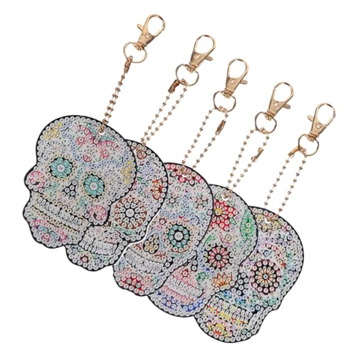 STOBAZA DIY Diamant Skull Schlüsselanhänger Teilig Bunte Schädel Anhänger zum Selbermachen Kreatives Individuelle Taschen und Schlüssel Deko Praktisches Bastelset von STOBAZA