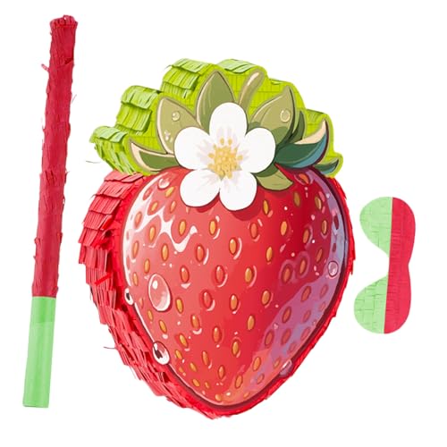 STOBAZA Erdbeer -Pinata Konfetti aus farbigem Papier Erdbeer erster Geburtstagsfeierdekoration Cinco de Mai Pinata Food-Party-Dekoration rot von STOBAZA