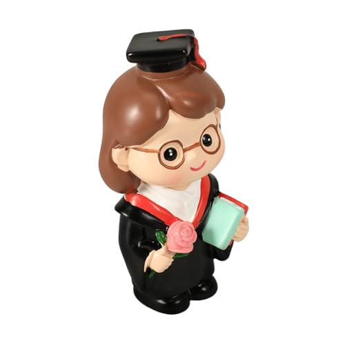 STOBAZA Graduation Cake Topper Resin Figurine Doktorin Party Dekoration Tortendeko für Abschlussfeier Tischdeko Kuchenaufsatz für Muffins und Desserts von STOBAZA