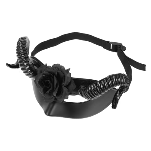 STOBAZA Halloween Halbgesichtsmaske mit Abnehmbaren Widderhörnern und Blumenmotiv Verstellbare Tier Schädel Maske für Damen und Herren Vielseitiges Cosplay Accessoire für Maskenbälle STOBAZA Halloween Halbgesichtsmaske mit Abnehmbaren Widderhörnern und Blumenmotiv Verstellbare Tier Schädel Maske für Damen und Herren Vielseitiges Cosplay Accessoire für Maskenbälle von STOBAZA