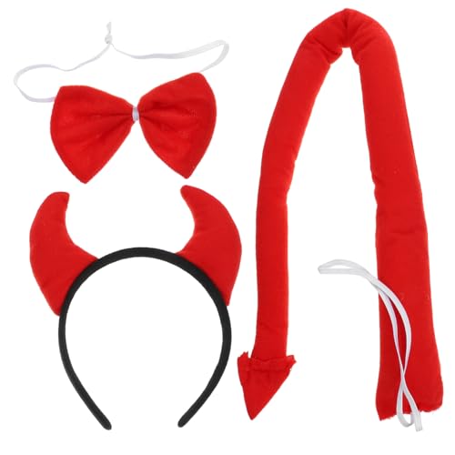 STOBAZA Halloween Teufel Kostümset Teilig Teufelshorn Stirnband Rote Fliege Kostümzubehör für Erwachsene Karneval Party Fasching Cosplay STOBAZA Halloween Teufel Kostümset Teilig Teufelshorn Stirnband Rote Fliege Kostümzubehör für Erwachsene Karneval Party Fasching Cosplay von STOBAZA