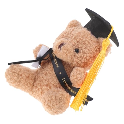 STOBAZA Mini Graduation Bear Plüschfigur mit Doktorhut Kleines Leichtes Stofftier für Abschlussfeier Vielseitige Dekoration und Geschenkidee für Schulabschluss und Abi Schwarz von STOBAZA