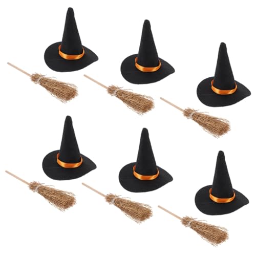 STOBAZA Mini Hexenhut und Besen Set Platzsparende Halloween Deko für Tisch und Regal Leichte Zauberer Accessoires für DIY Bastelprojekte und Kleine Räume STOBAZA Mini Hexenhut und Besen Set Platzsparende Halloween Deko für Tisch und Regal Leichte Zauberer Accessoires für DIY Bastelprojekte und Kleine Räume von STOBAZA